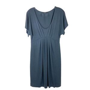 Massimo Dutti Empire Waist Dress Size S - M Dark Gray Scoop Neck Flutter Sleeves